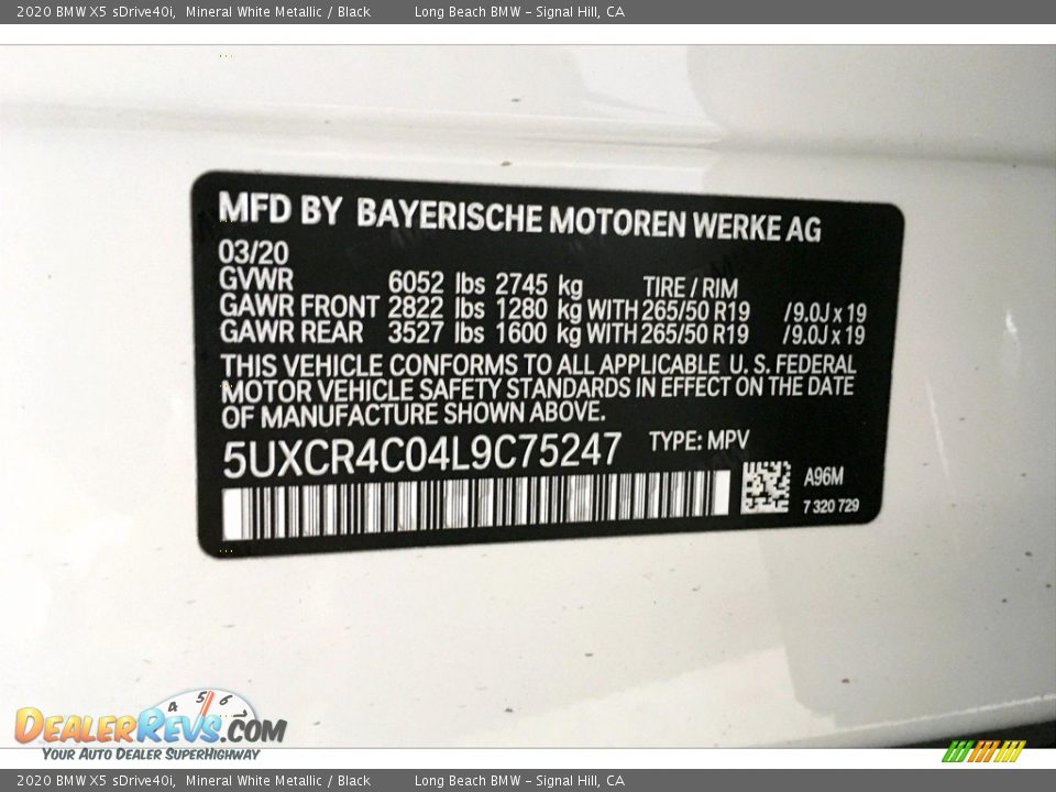 2020 BMW X5 sDrive40i Mineral White Metallic / Black Photo #18