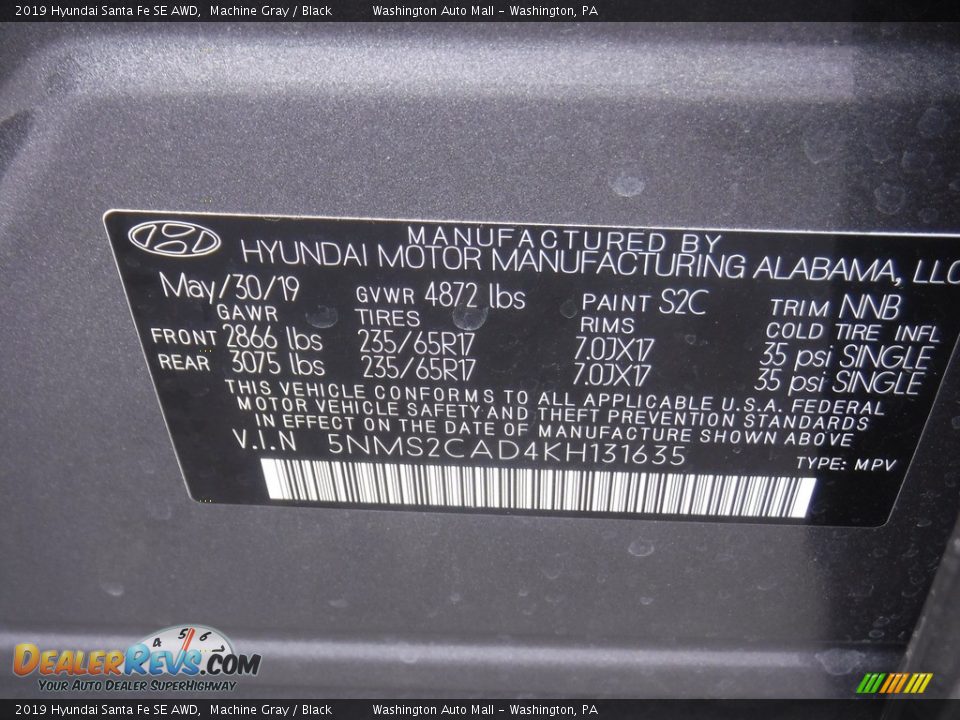 2019 Hyundai Santa Fe SE AWD Machine Gray / Black Photo #27