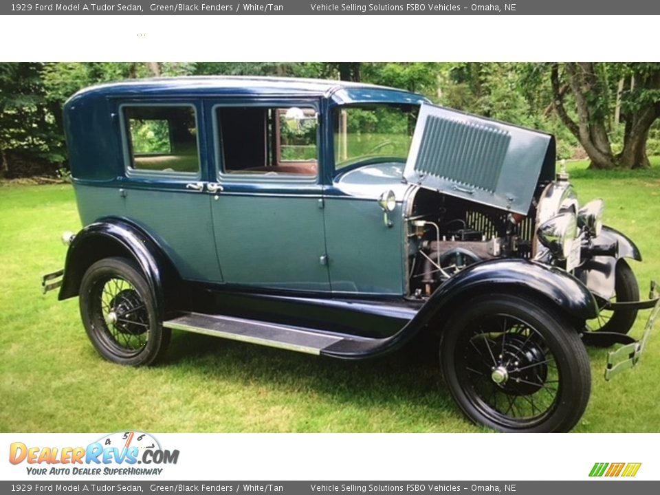 Green/Black Fenders 1929 Ford Model A Tudor Sedan Photo #5