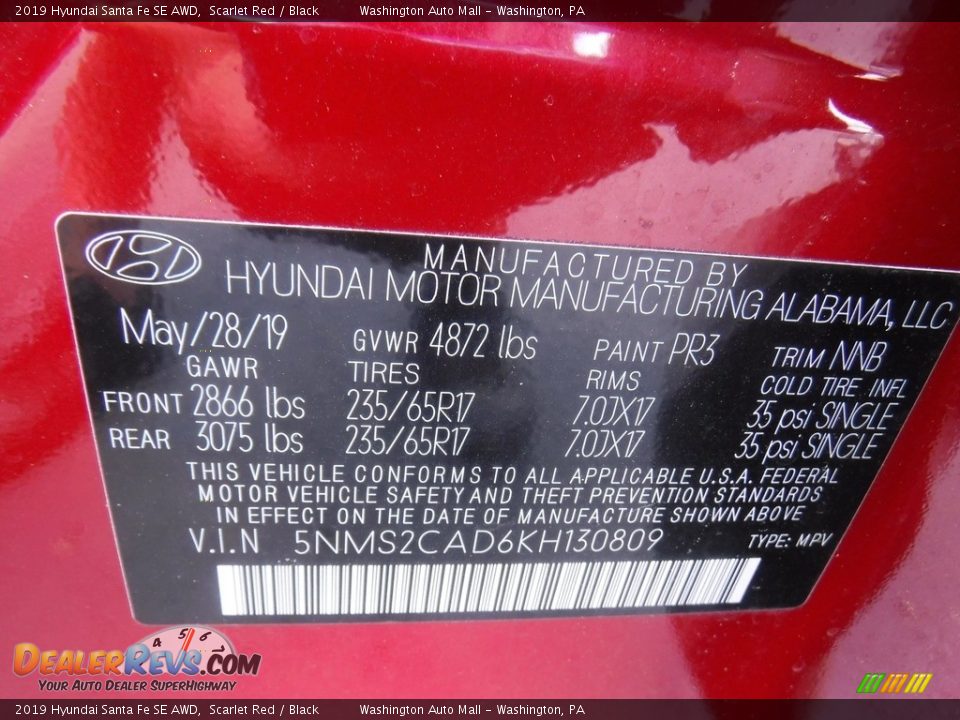 2019 Hyundai Santa Fe SE AWD Scarlet Red / Black Photo #27
