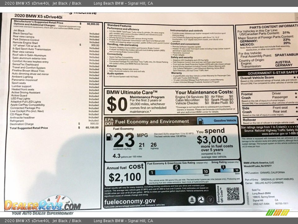 2020 BMW X5 sDrive40i Jet Black / Black Photo #17