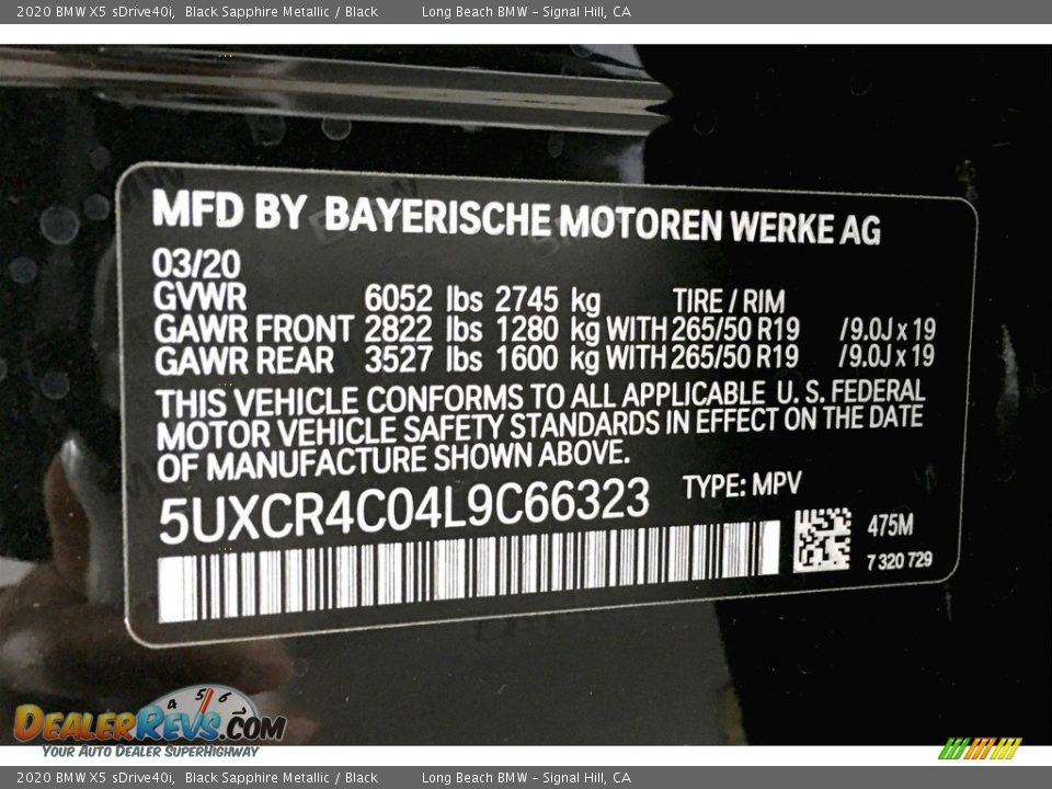 2020 BMW X5 sDrive40i Black Sapphire Metallic / Black Photo #18