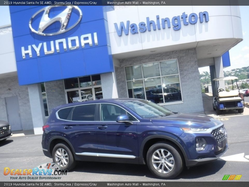 2019 Hyundai Santa Fe SE AWD Stormy Sea / Espresso/Gray Photo #2