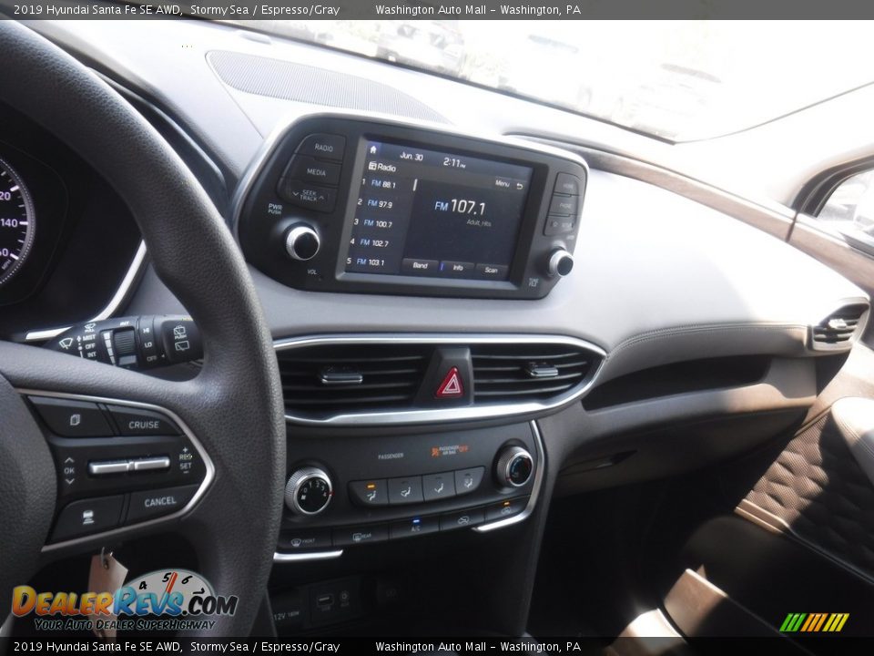 2019 Hyundai Santa Fe SE AWD Stormy Sea / Espresso/Gray Photo #17
