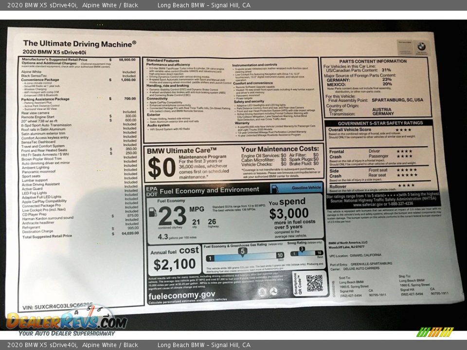 2020 BMW X5 sDrive40i Alpine White / Black Photo #17