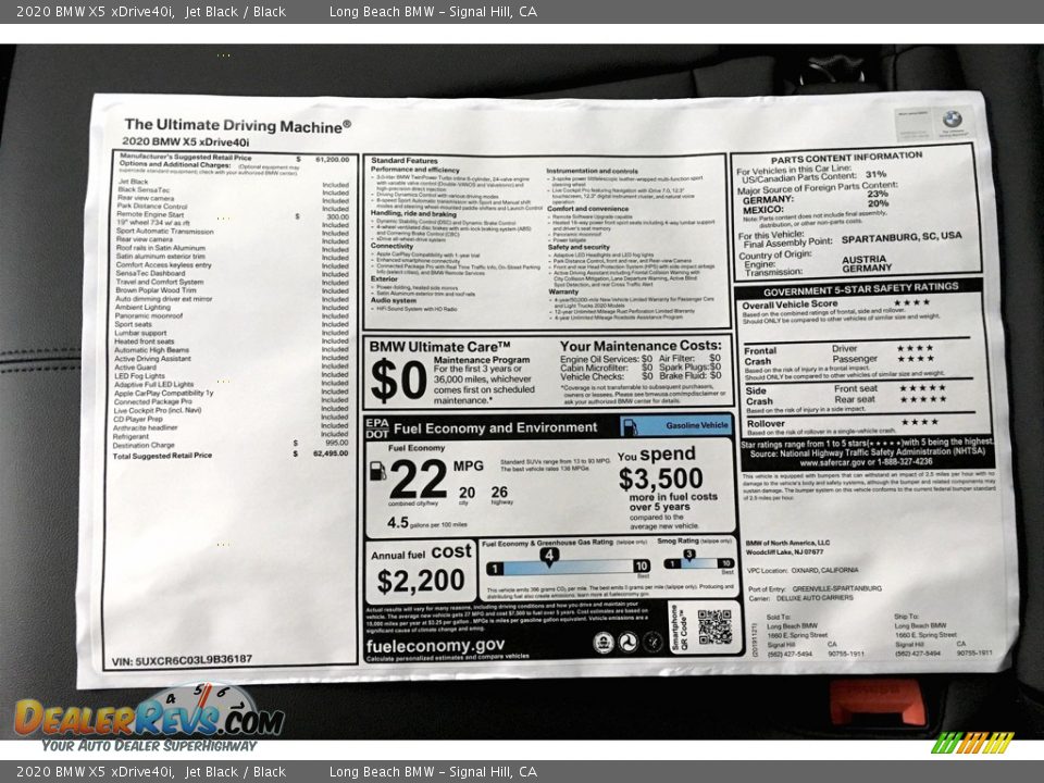 2020 BMW X5 xDrive40i Jet Black / Black Photo #10