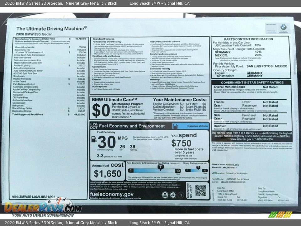 2020 BMW 3 Series 330i Sedan Mineral Grey Metallic / Black Photo #17