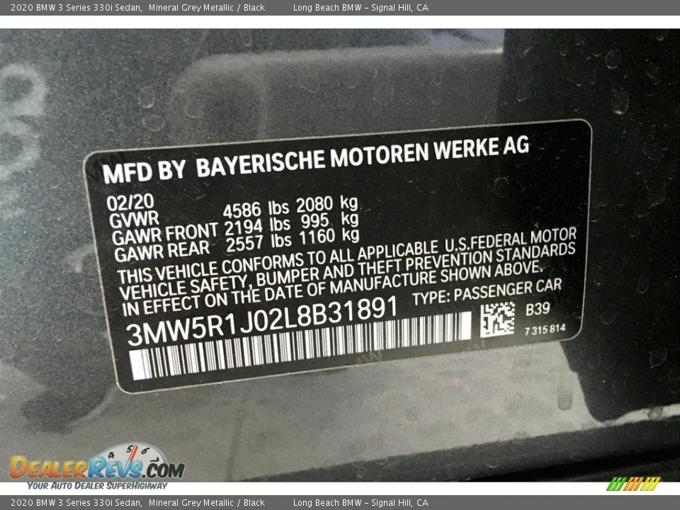 2020 BMW 3 Series 330i Sedan Mineral Grey Metallic / Black Photo #18