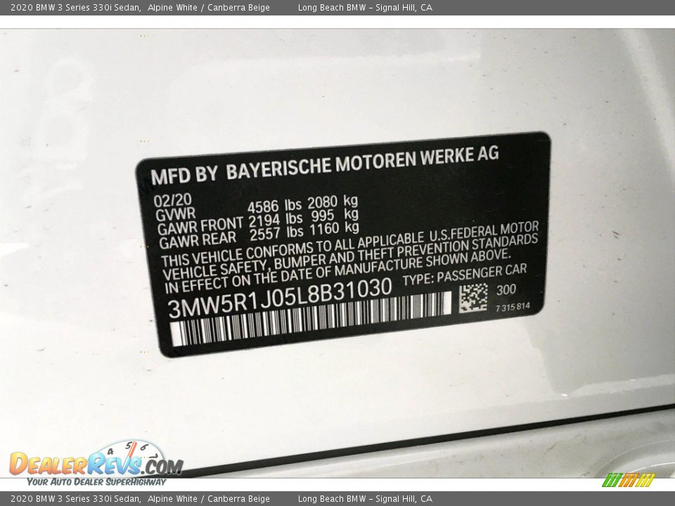 2020 BMW 3 Series 330i Sedan Alpine White / Canberra Beige Photo #18
