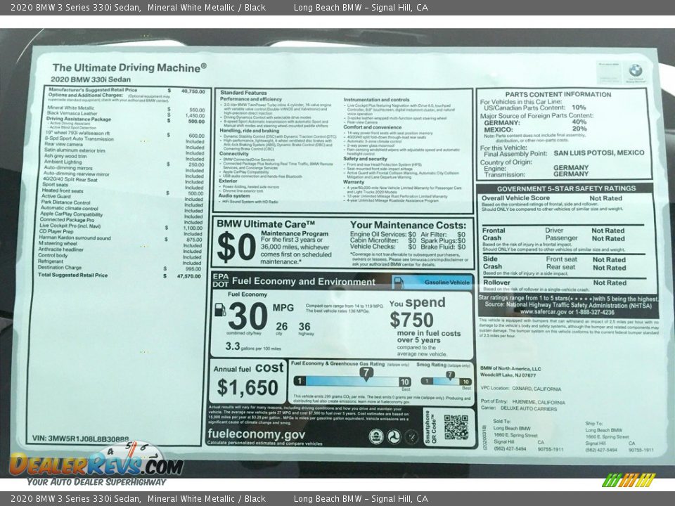 2020 BMW 3 Series 330i Sedan Mineral White Metallic / Black Photo #17