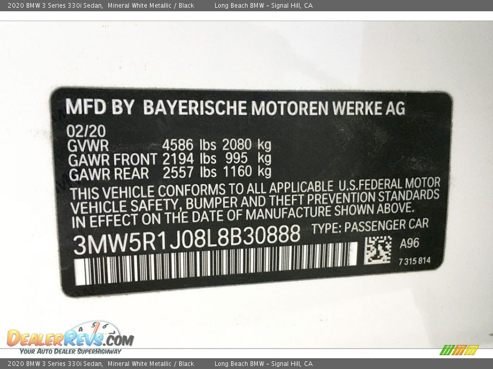 2020 BMW 3 Series 330i Sedan Mineral White Metallic / Black Photo #18