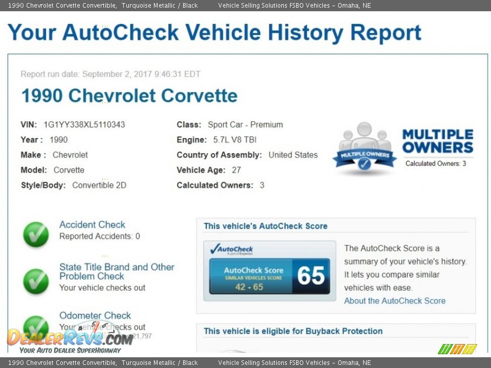 Dealer Info of 1990 Chevrolet Corvette Convertible Photo #2