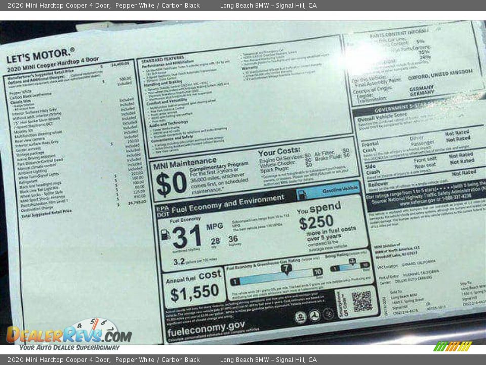 2020 Mini Hardtop Cooper 4 Door Pepper White / Carbon Black Photo #10