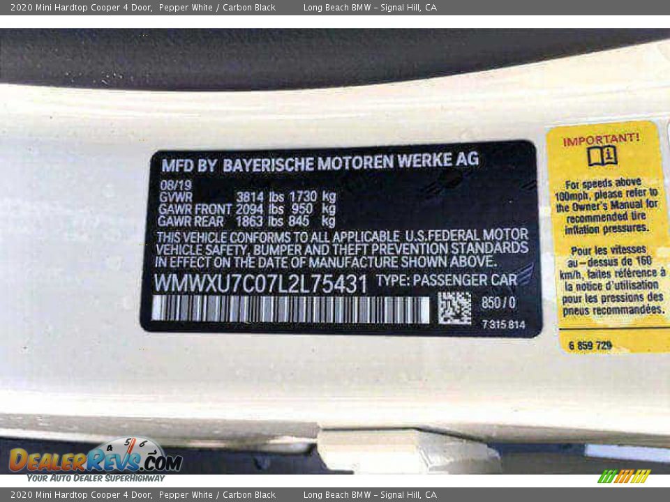2020 Mini Hardtop Cooper 4 Door Pepper White / Carbon Black Photo #11
