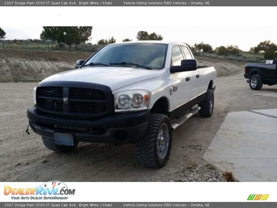 2007 Dodge Ram 3500 ST Quad Cab 4x4 Bright White / Khaki Photo #1