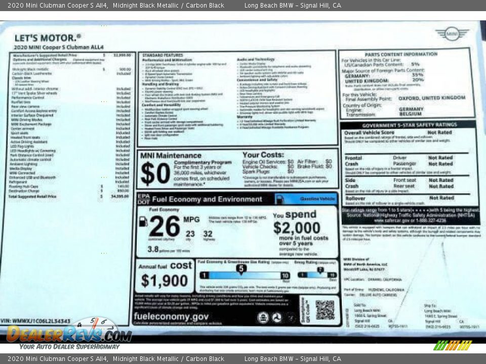 2020 Mini Clubman Cooper S All4 Midnight Black Metallic / Carbon Black Photo #10