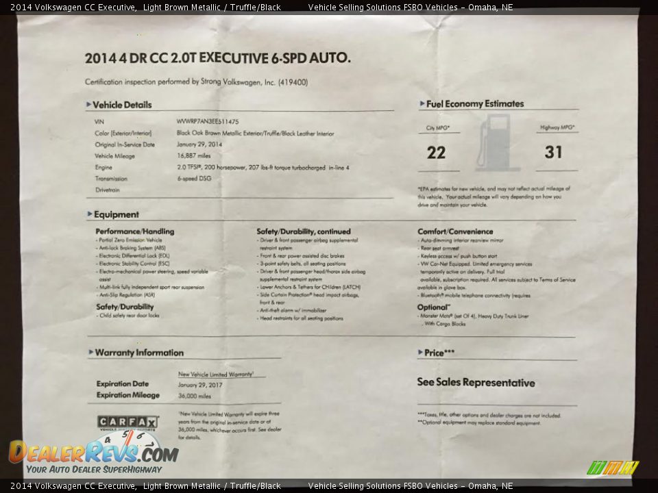 2014 Volkswagen CC Executive Light Brown Metallic / Truffle/Black Photo #28