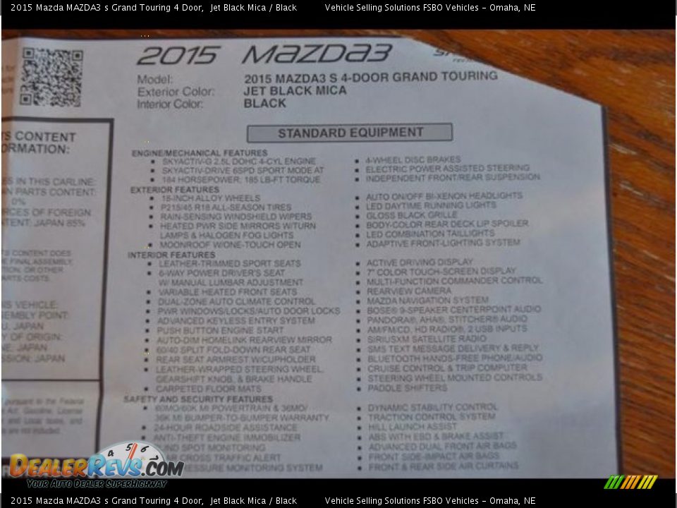 2015 Mazda MAZDA3 s Grand Touring 4 Door Window Sticker Photo #17