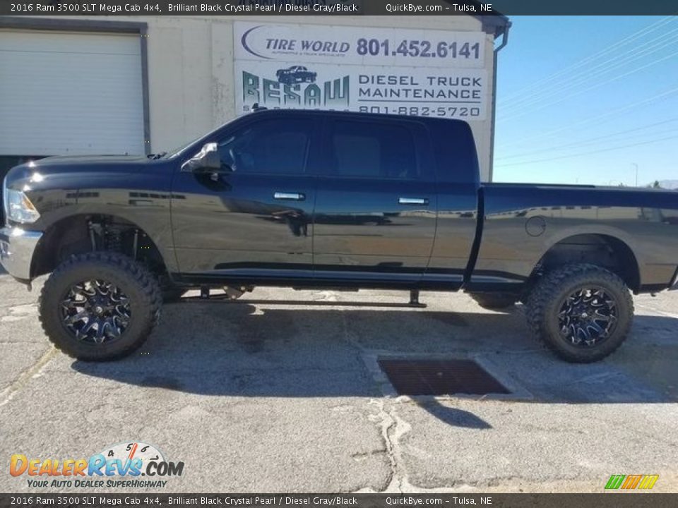 2016 Ram 3500 SLT Mega Cab 4x4 Brilliant Black Crystal Pearl / Diesel Gray/Black Photo #1