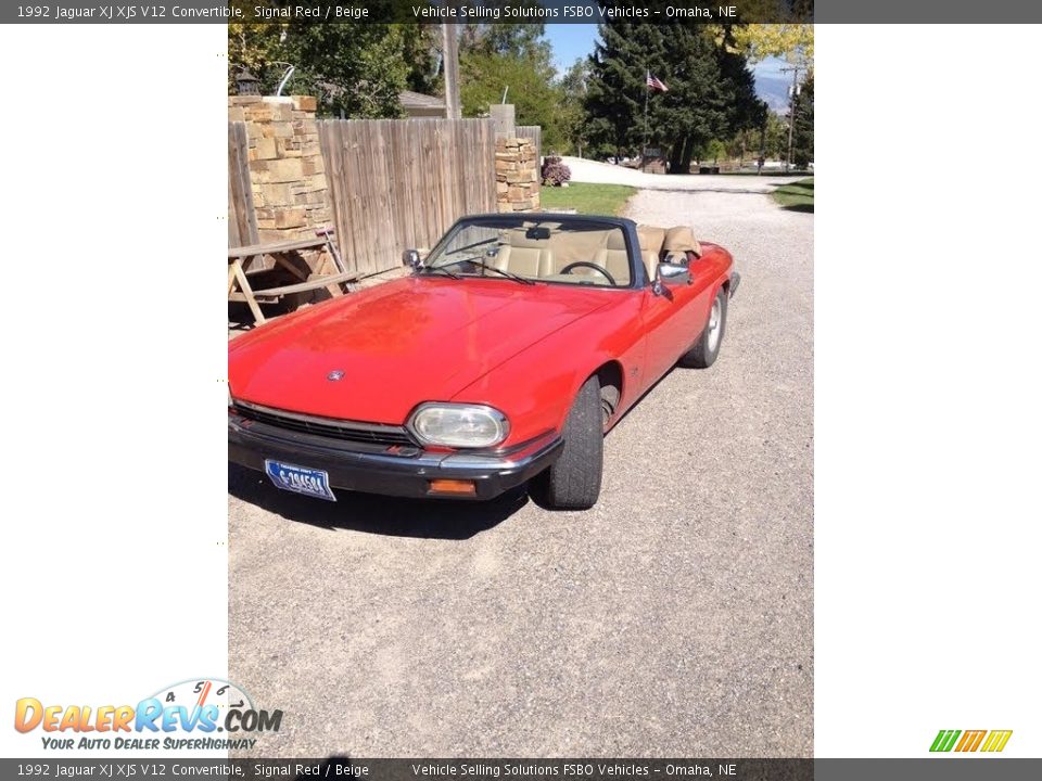 1992 Jaguar XJ XJS V12 Convertible Signal Red / Beige Photo #2