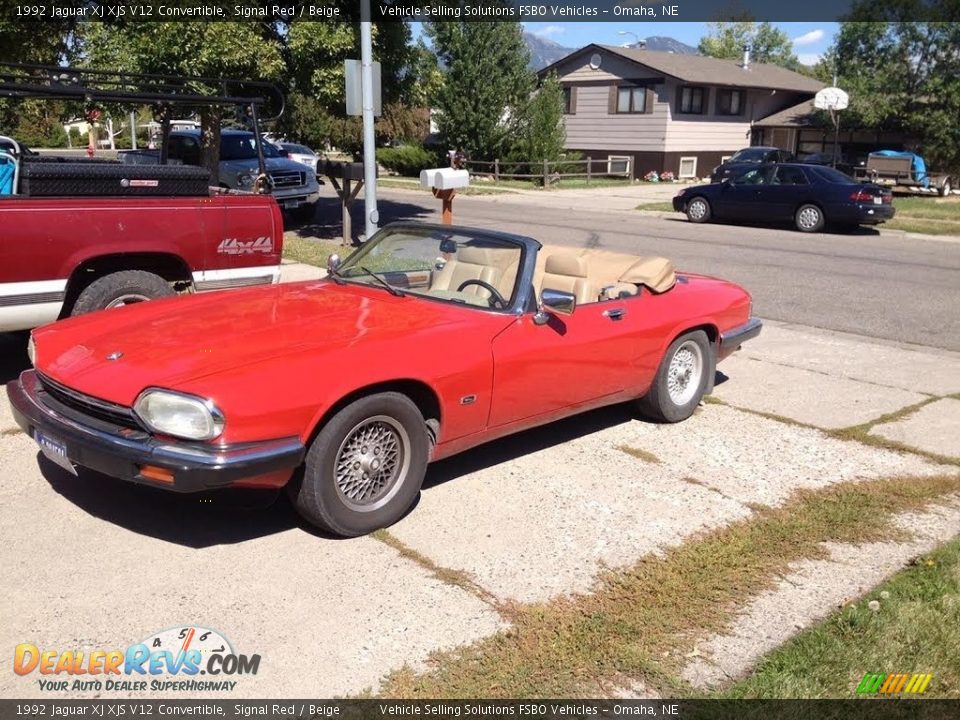 1992 Jaguar XJ XJS V12 Convertible Signal Red / Beige Photo #4