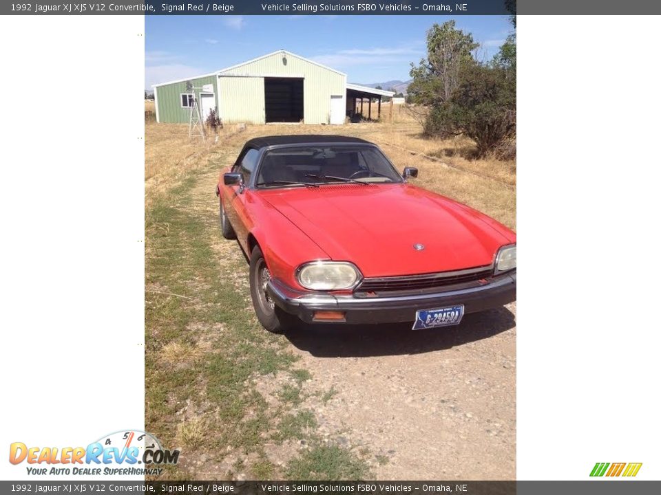 1992 Jaguar XJ XJS V12 Convertible Signal Red / Beige Photo #8