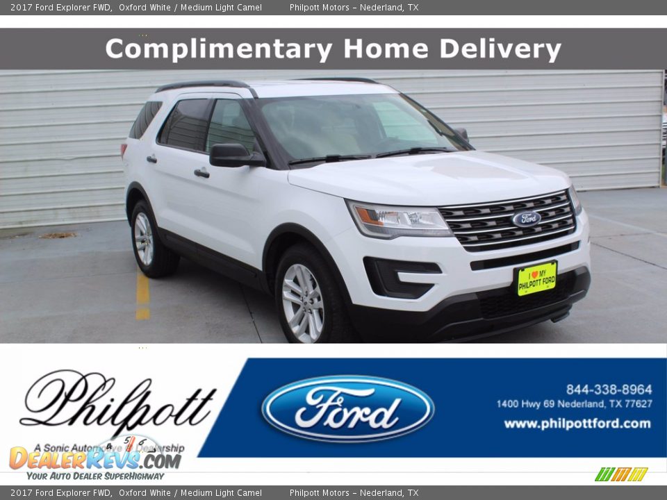 2017 Ford Explorer FWD Oxford White / Medium Light Camel Photo #1
