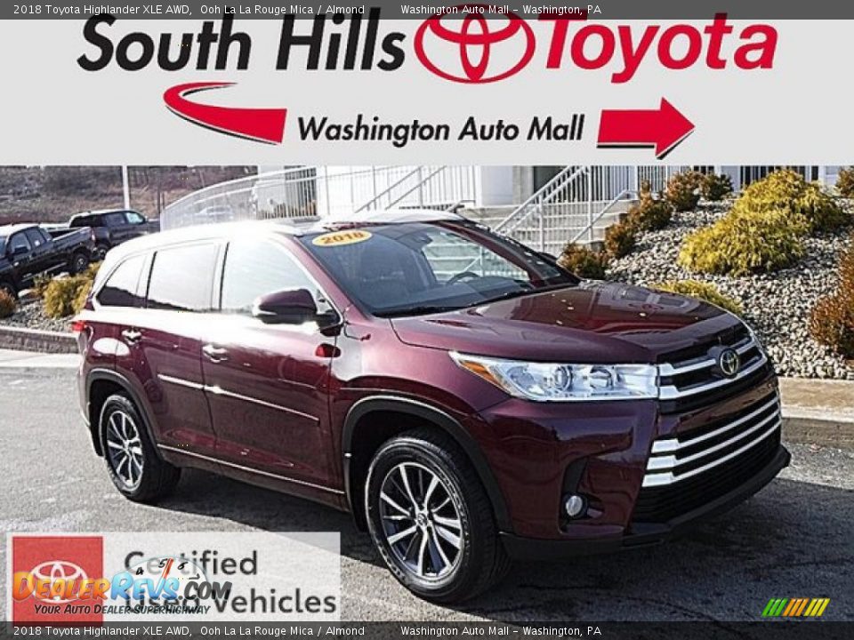 2018 Toyota Highlander XLE AWD Ooh La La Rouge Mica / Almond Photo #1