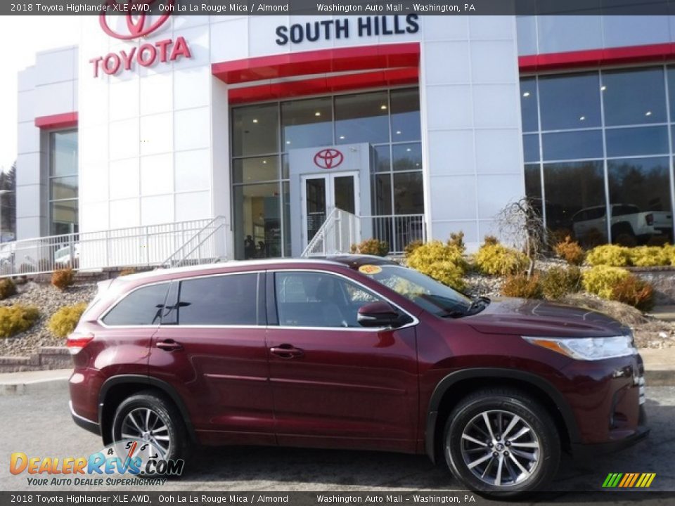 2018 Toyota Highlander XLE AWD Ooh La La Rouge Mica / Almond Photo #2