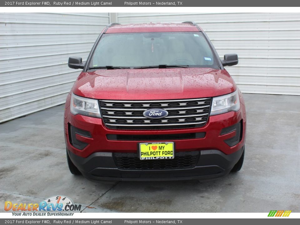 2017 Ford Explorer FWD Ruby Red / Medium Light Camel Photo #3