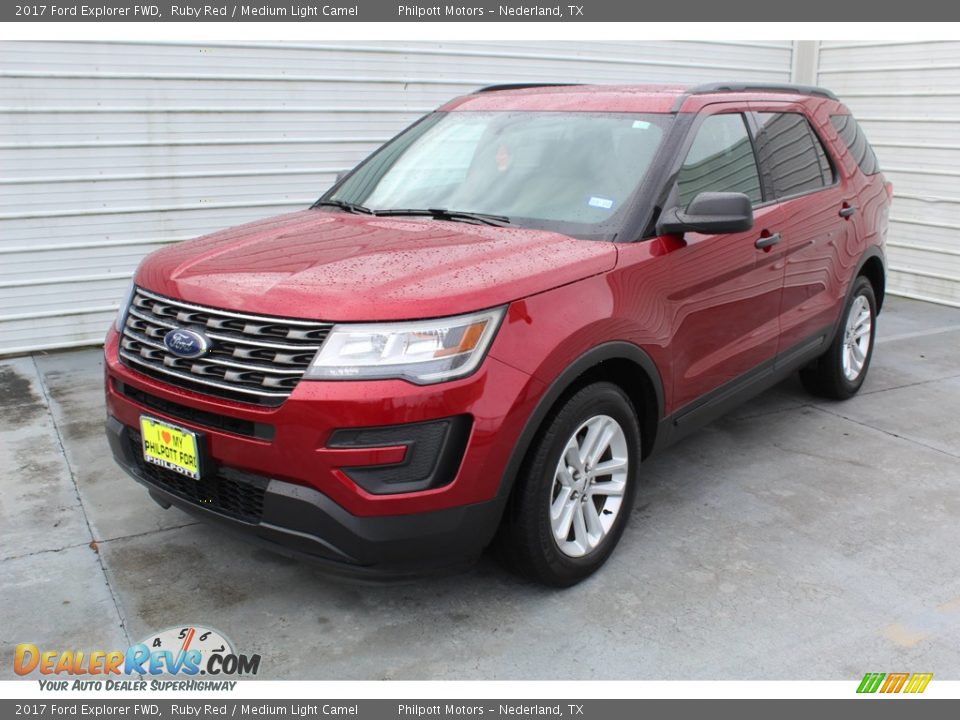 2017 Ford Explorer FWD Ruby Red / Medium Light Camel Photo #4