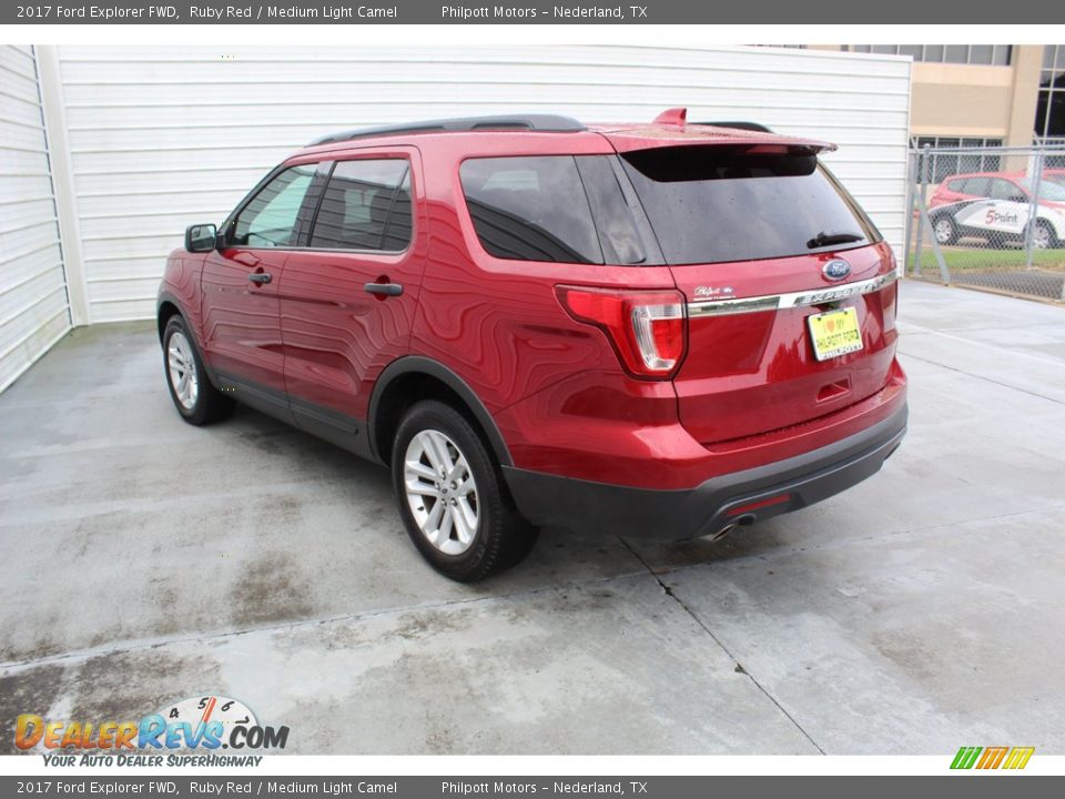 2017 Ford Explorer FWD Ruby Red / Medium Light Camel Photo #8