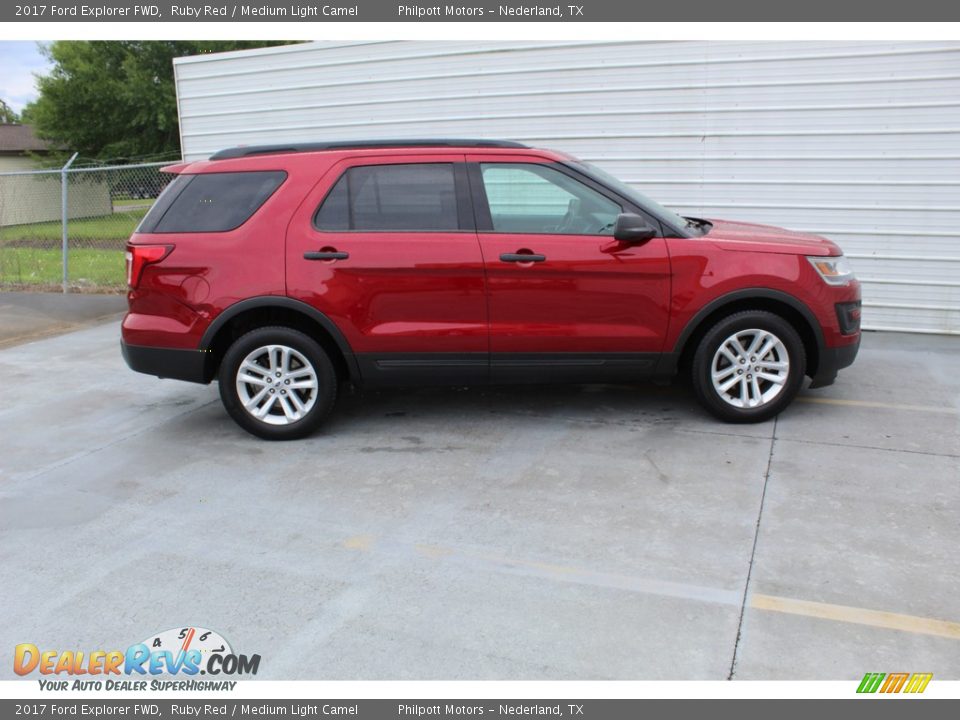 2017 Ford Explorer FWD Ruby Red / Medium Light Camel Photo #13