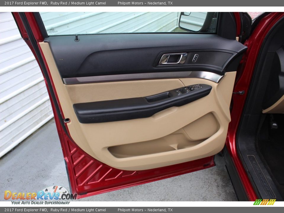 2017 Ford Explorer FWD Ruby Red / Medium Light Camel Photo #14