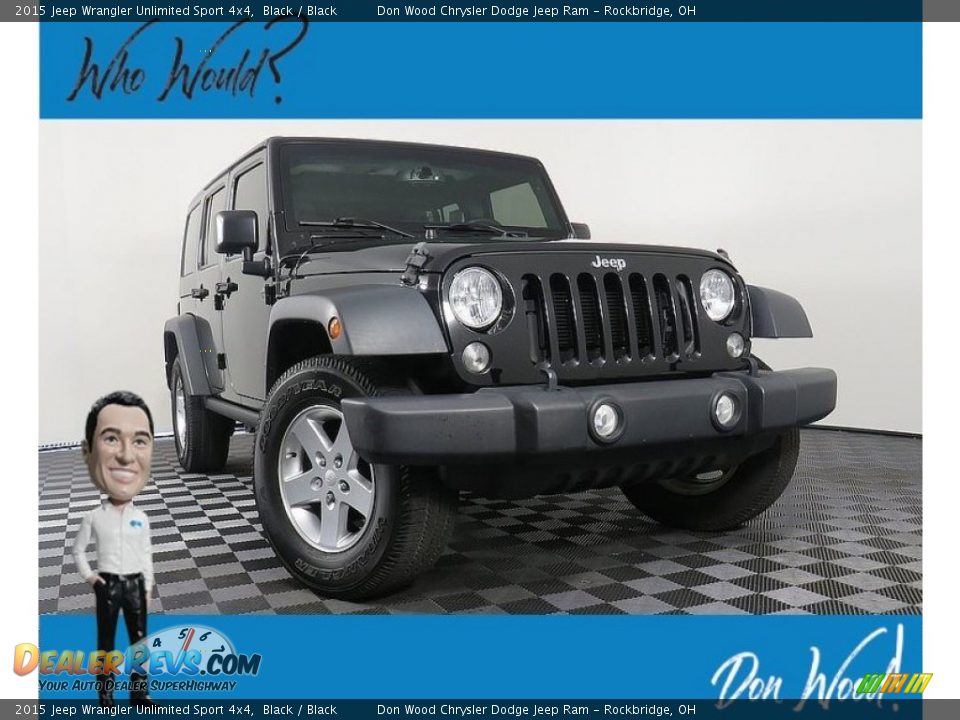 2015 Jeep Wrangler Unlimited Sport 4x4 Black / Black Photo #1