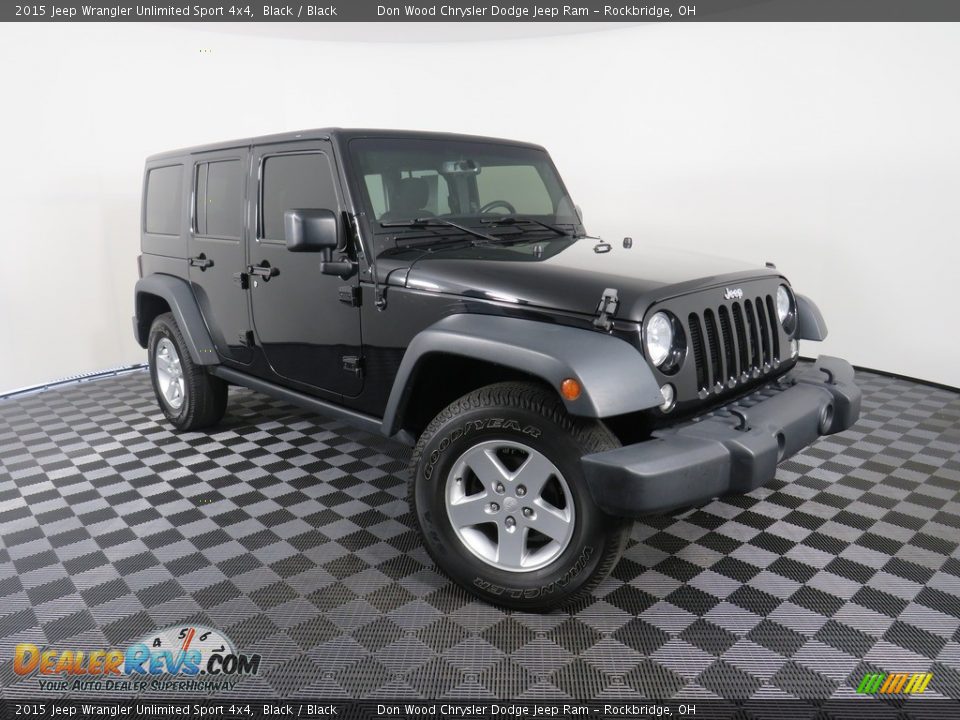 2015 Jeep Wrangler Unlimited Sport 4x4 Black / Black Photo #2