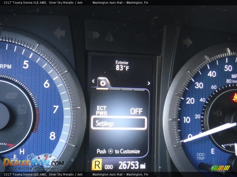 2017 Toyota Sienna XLE AWD Silver Sky Metallic / Ash Photo #33
