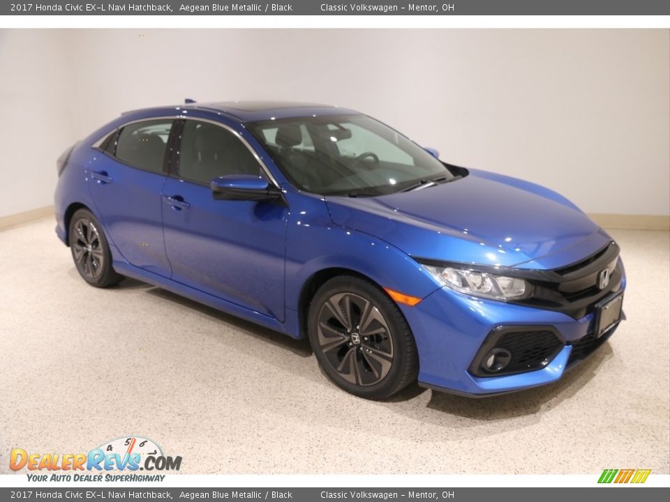 2017 Honda Civic EX-L Navi Hatchback Aegean Blue Metallic / Black Photo #1