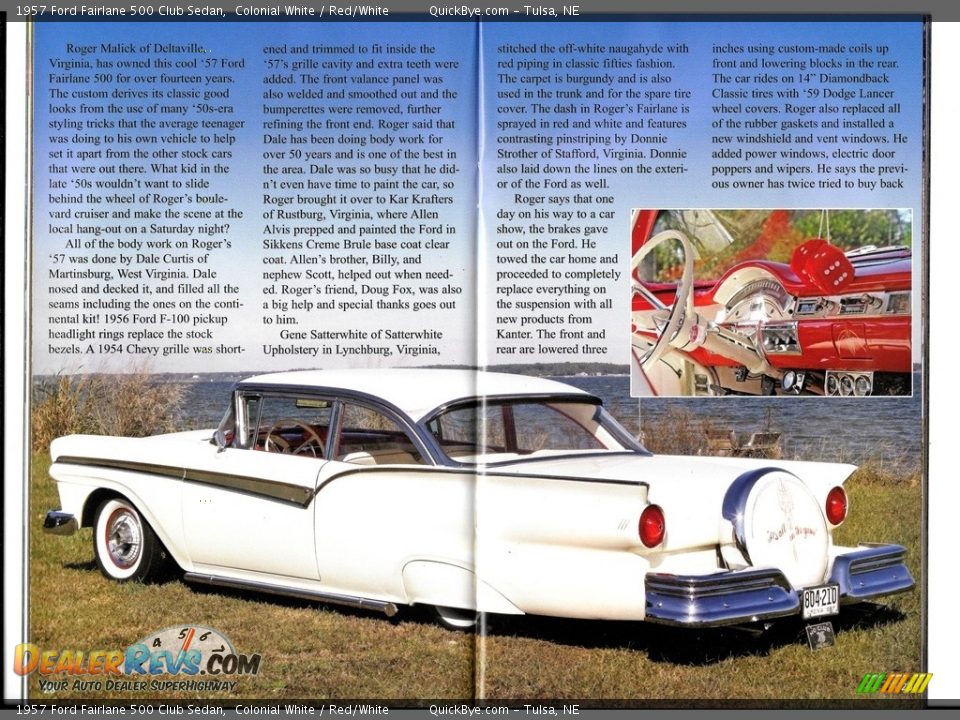 1957 Ford Fairlane 500 Club Sedan Colonial White / Red/White Photo #20