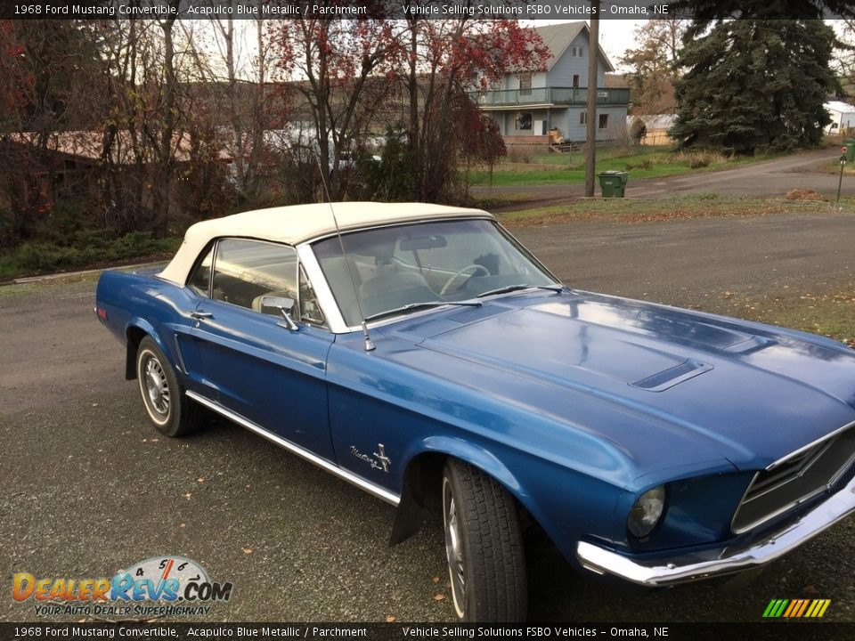 1968 Ford Mustang Convertible Acapulco Blue Metallic / Parchment Photo #1