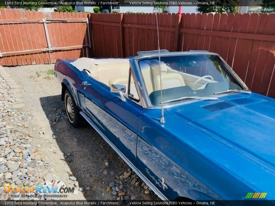 1968 Ford Mustang Convertible Acapulco Blue Metallic / Parchment Photo #11