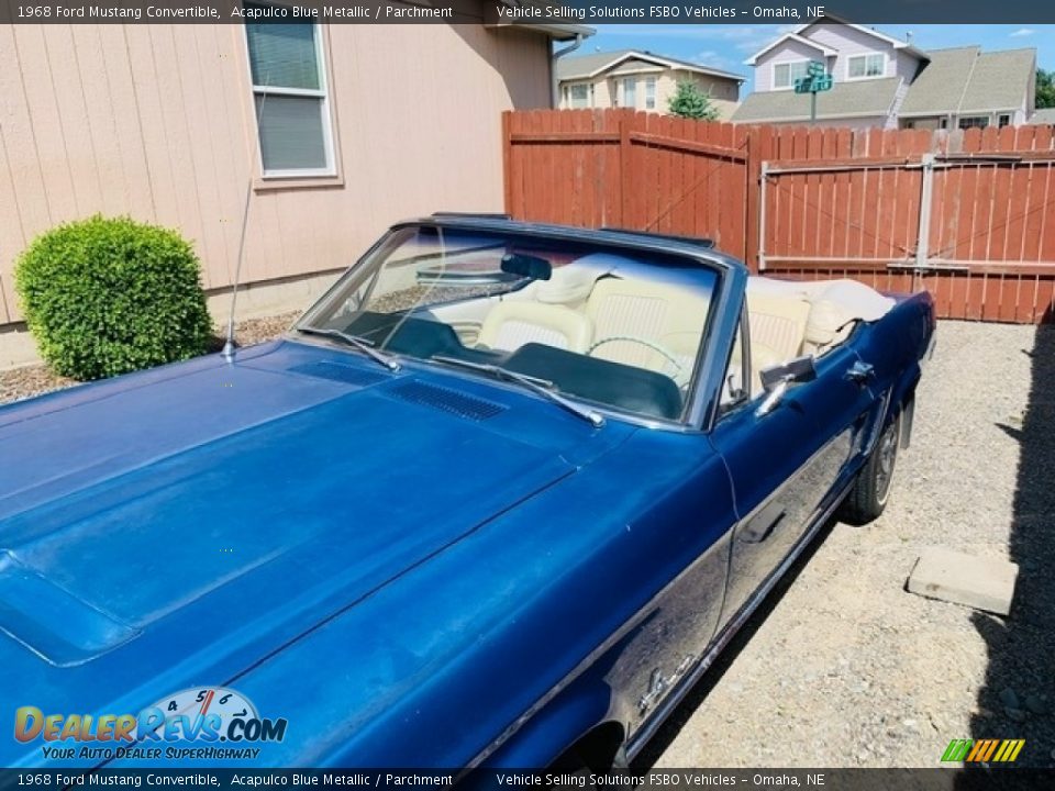 1968 Ford Mustang Convertible Acapulco Blue Metallic / Parchment Photo #18