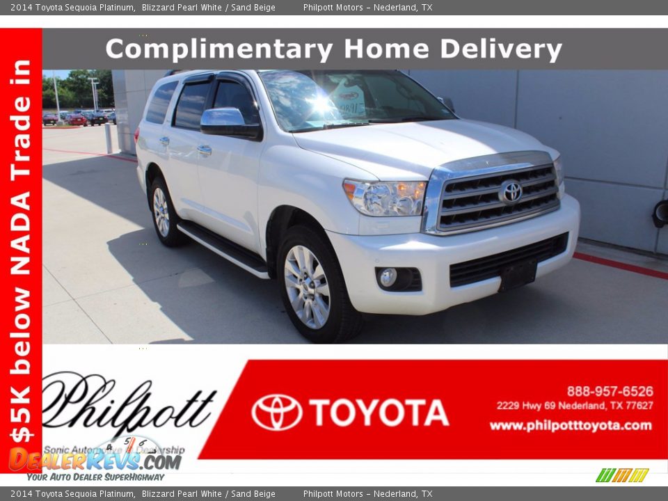 2014 Toyota Sequoia Platinum Blizzard Pearl White / Sand Beige Photo #1