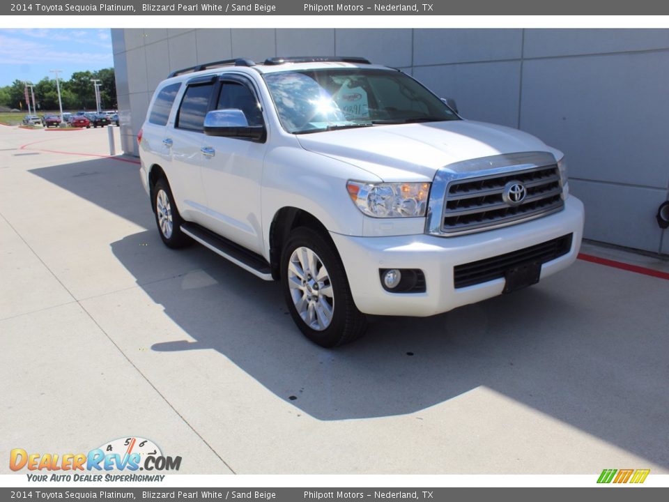 2014 Toyota Sequoia Platinum Blizzard Pearl White / Sand Beige Photo #2