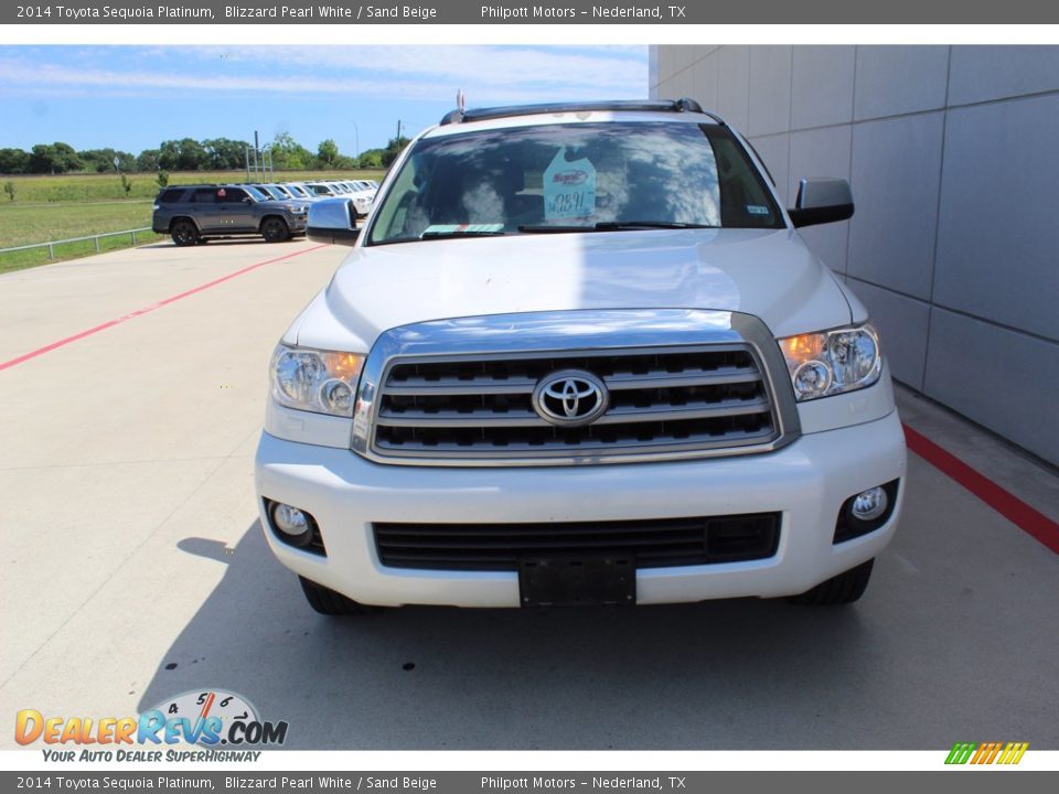 2014 Toyota Sequoia Platinum Blizzard Pearl White / Sand Beige Photo #3