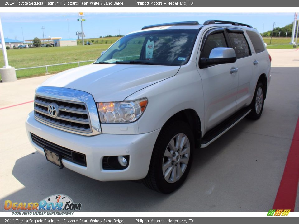 2014 Toyota Sequoia Platinum Blizzard Pearl White / Sand Beige Photo #4