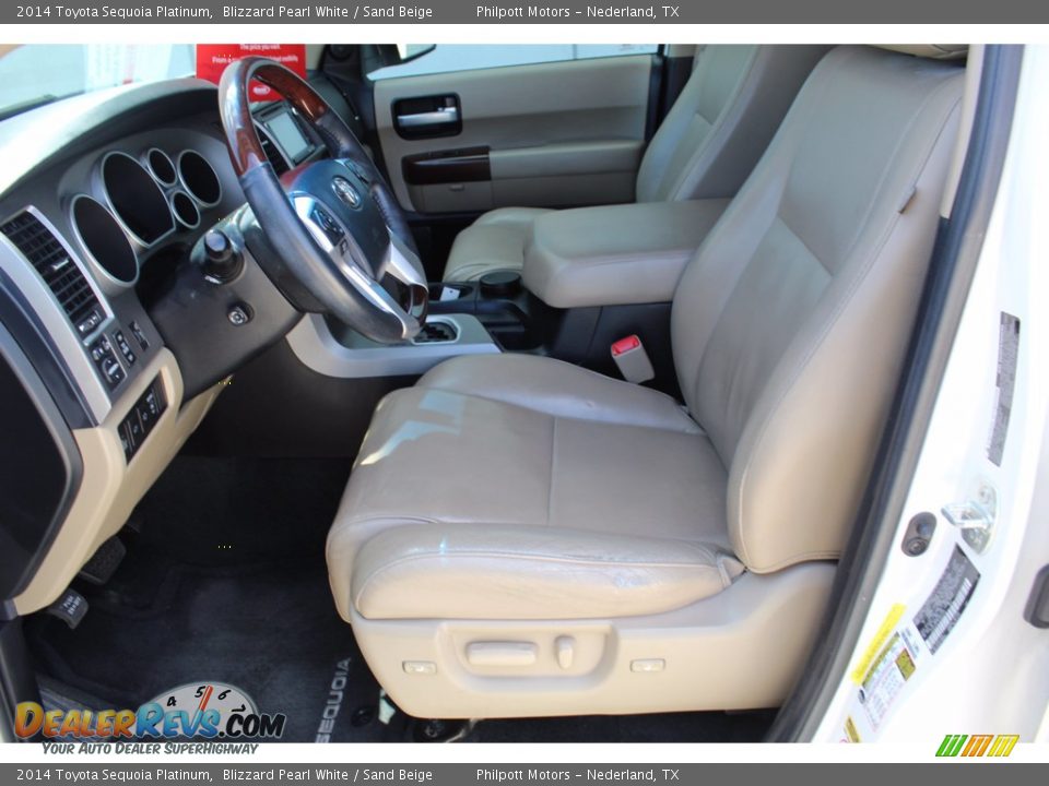 2014 Toyota Sequoia Platinum Blizzard Pearl White / Sand Beige Photo #10