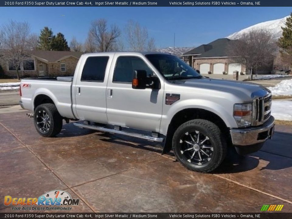 2010 Ford F350 Super Duty Lariat Crew Cab 4x4 Ingot Silver Metallic / Medium Stone Photo #10