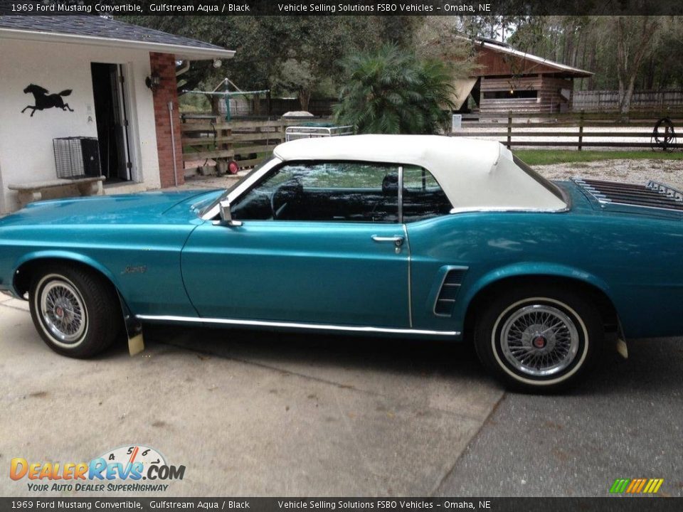 1969 Ford Mustang Convertible Gulfstream Aqua / Black Photo #10