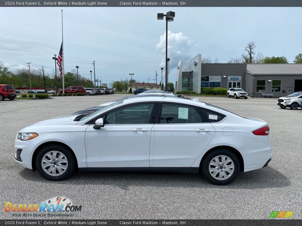 2020 Ford Fusion S Oxford White / Medium Light Stone Photo #2